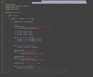 programacion en c#: suma de vectores