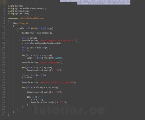 programacion en c#: vector centro a extremos
