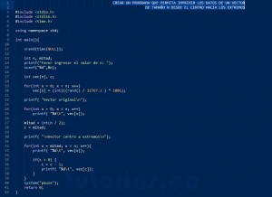 programacion en turbo c: imprimir vector centro a extremos