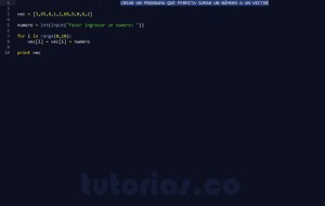 programacion en python: vector  mas numero