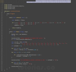 programacion en c#: cantidad vocales continuas