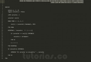 programacion en pseudocodigo: busqueda de caracter ascii