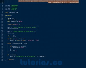 programacion en c++: busqueda de caracter ascii