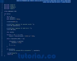 programacion en turbo C: busqueda de caracter ascii