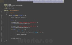 programacion en c#: imprimir datos forma de matriz