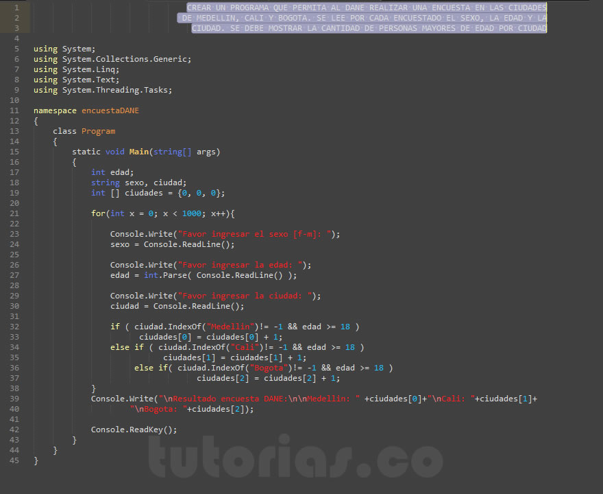 arrays – visualStudio c# (encuesta DANE)