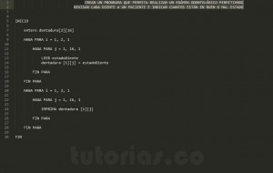 programacion en pseudocodigo: examen odontologico