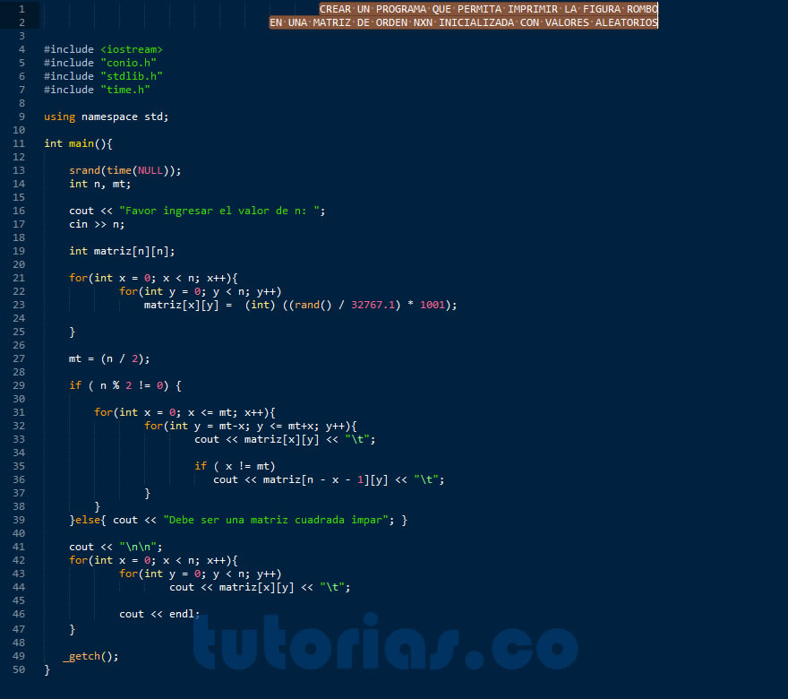 arrays – visual C++ (figura rombo)