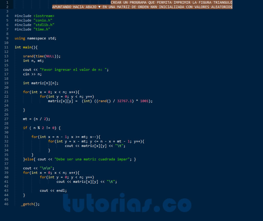 arrays – visual c++ (figura triangulo inferior)