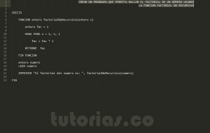 programacion en pseudocodigo: funcion factorial no recursiva