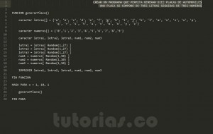 programacion en pseudocodigo: funcion genera placa