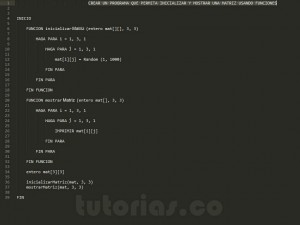 programacion en pseudocodigo: funcion inicializar mostrar matriz