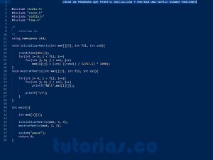 programacion en turbo C: funcion inicializar mostrar matriz