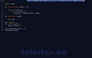 programacion en python: funcion inicializar y mostrar matriz