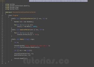 programacion en c#: funcion inicializar y mostrar vector