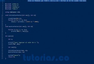 programacion en turbo C: funcion inicializar mostrar vector