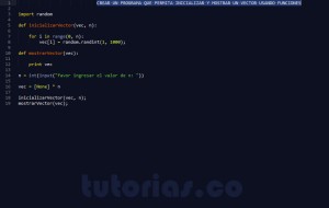 programacion en python: funcion inicializar y mostrar vector