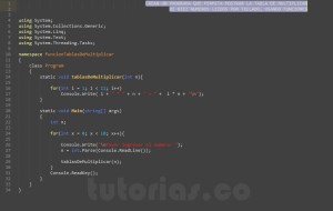 programacion en c#: funcion tablas de multiplicar