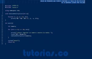 programacion en turbo C: funcion tablas de multiplicar