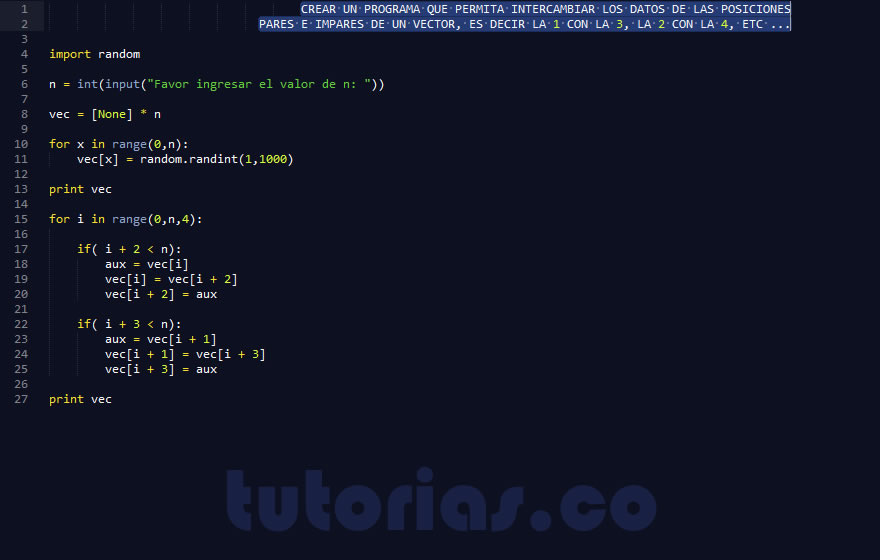 arrays – python (intercambiar vector posiciones pares e impares)