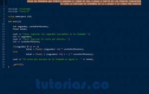 programacion en c++: llamada por cobrar en minutos