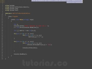 programacion en c#: matriz producto de subindices