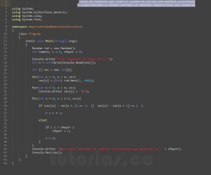 programacion en c#: mayor cantidad de numeros consecutivos