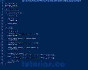 programacion en turbo C: mayor de cuatro numeros