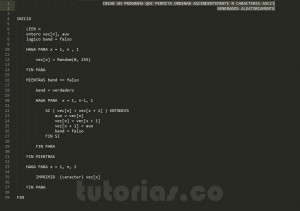 programacion en pseudocodigo: ordenar caracteres ascii