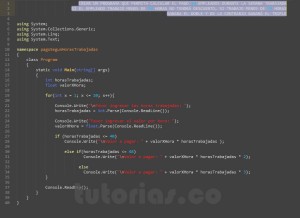 programacion en c#: pago segun horas trabajadas