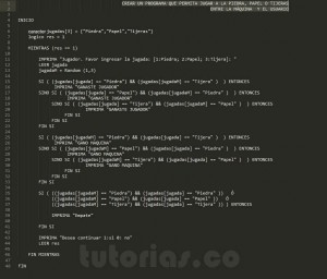 programacion en pseudocodigo: piedra papel tijeras