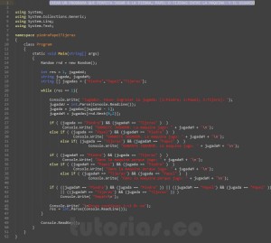 programacion en c#: juego piedra, papel o tijeras,