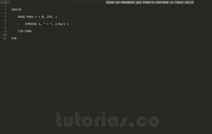 programacion en pseudocodigo: tabla ascii