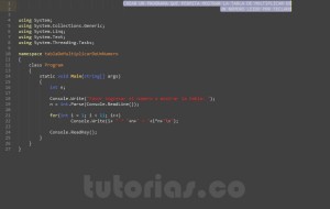 programacion en c#: tabla de multiplicar de un numero