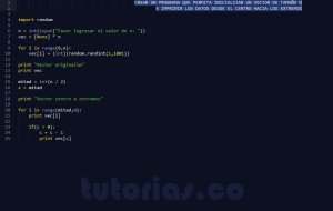 programacion en python: vector centro a extremos