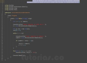programacion en c#: llenar vector ascendentemente