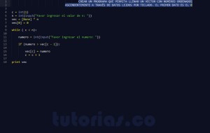 programacion en python: llenar vector ascendentemente