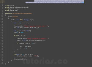 programacion en c#: llenar vector datos descendentes