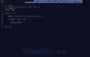 programacion en python: llenar vector datos descendentes