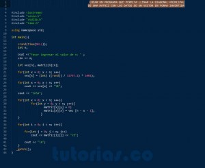 programacion en c++: diagonal principal datos invertidos vector