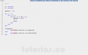 programacion en matLab: matrices iguales