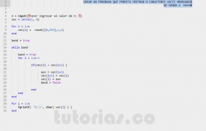 programacion en matLab: ordenar caracteres ascii