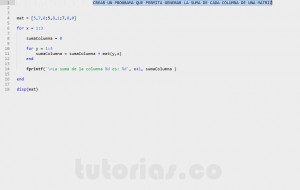 programacion en matLab: suma columnas matriz