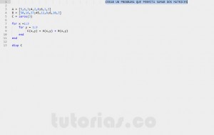 programacion en matLab: suma de matrices