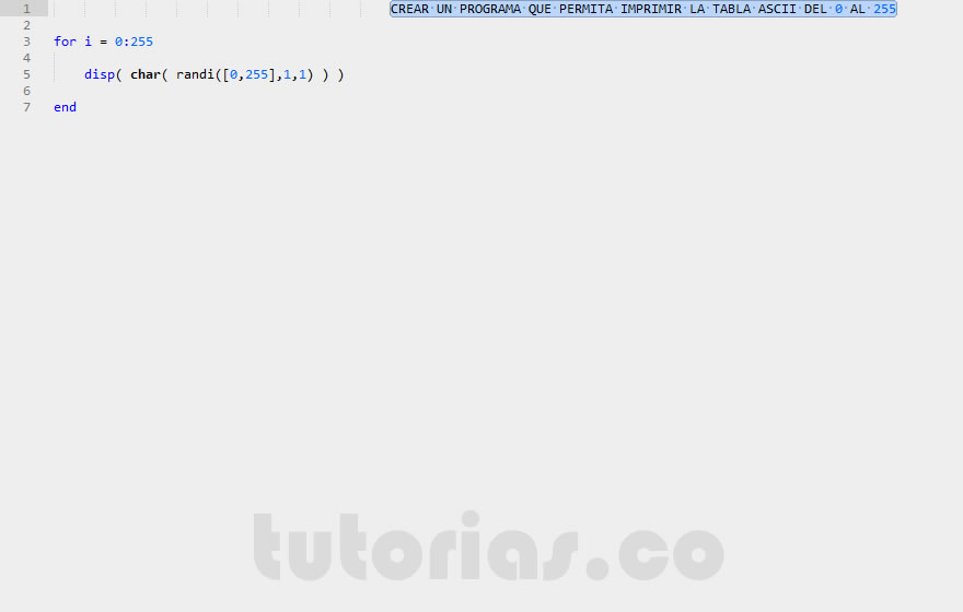 tablaAsciiM | Tutorias.co