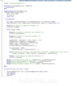 programacion en Objective C: calcular pago de matricula