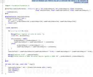 programacion en Objective C: comision por ventas