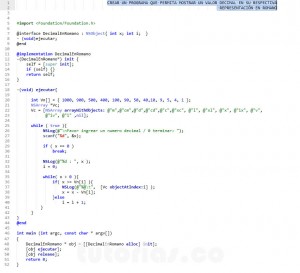 programacion en Objective C: decimal en romano