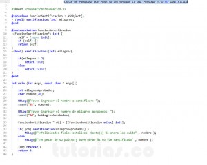 programacion en Objective C: funcion santificacion