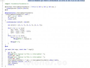 programacion en Objective C: intermcabiar filas matriz